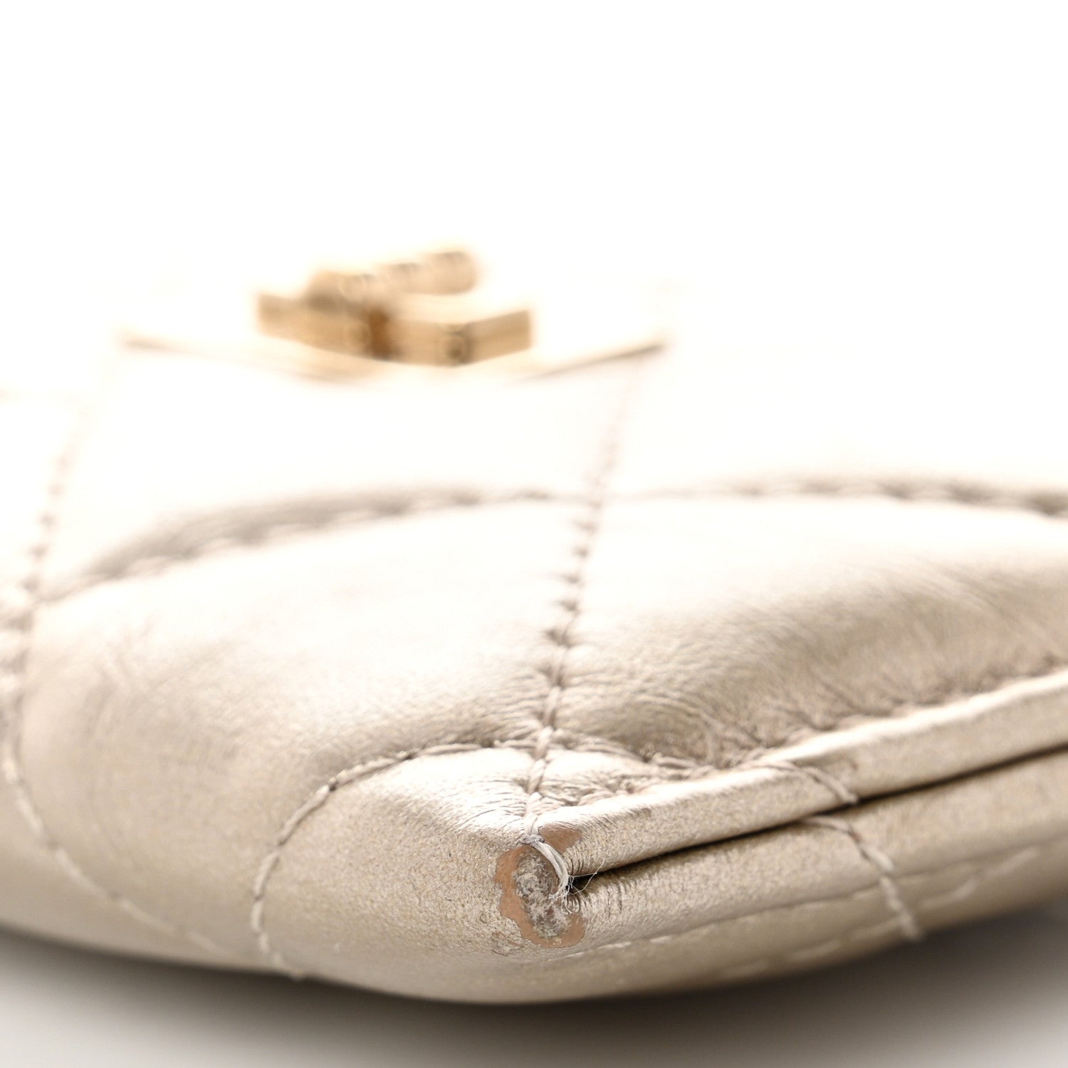 Chanel Metallic Aged Calfskin Quilted Reissue Card Holder Gold 11 of 14