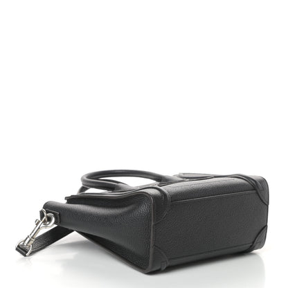 Celine Drummed Calfskin Nano Luggage Black 4 of 9