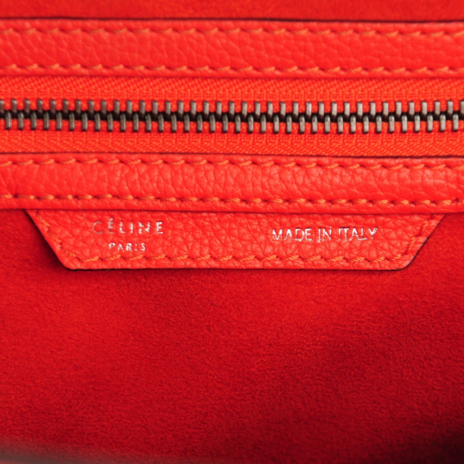 Celine Drummed Calfskin Mini Luggage Vermillion 6 of 10