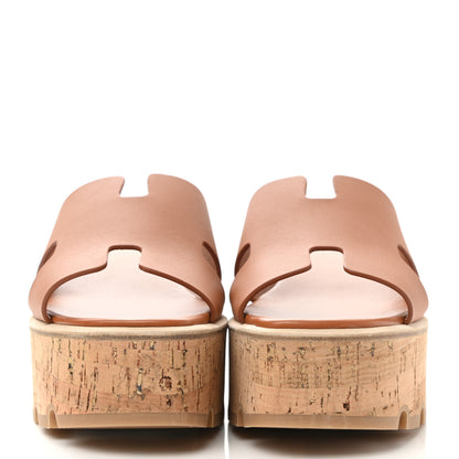 Hermes Calfskin Cork Eze 30 Sandals 36 Marron Glaise 2 of 9