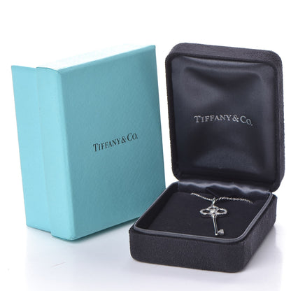 Tiffany 18K White Gold Diamond Crown Key Pendant Necklace 9 of 9