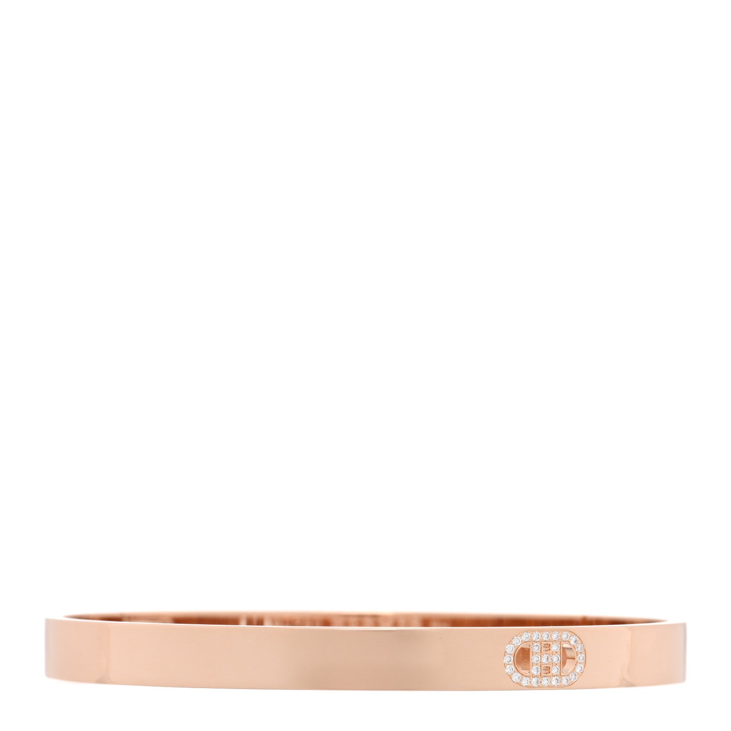 Hermes 18K Rose Gold Diamond PM H D'Ancre Bracelet SH 1 of 4