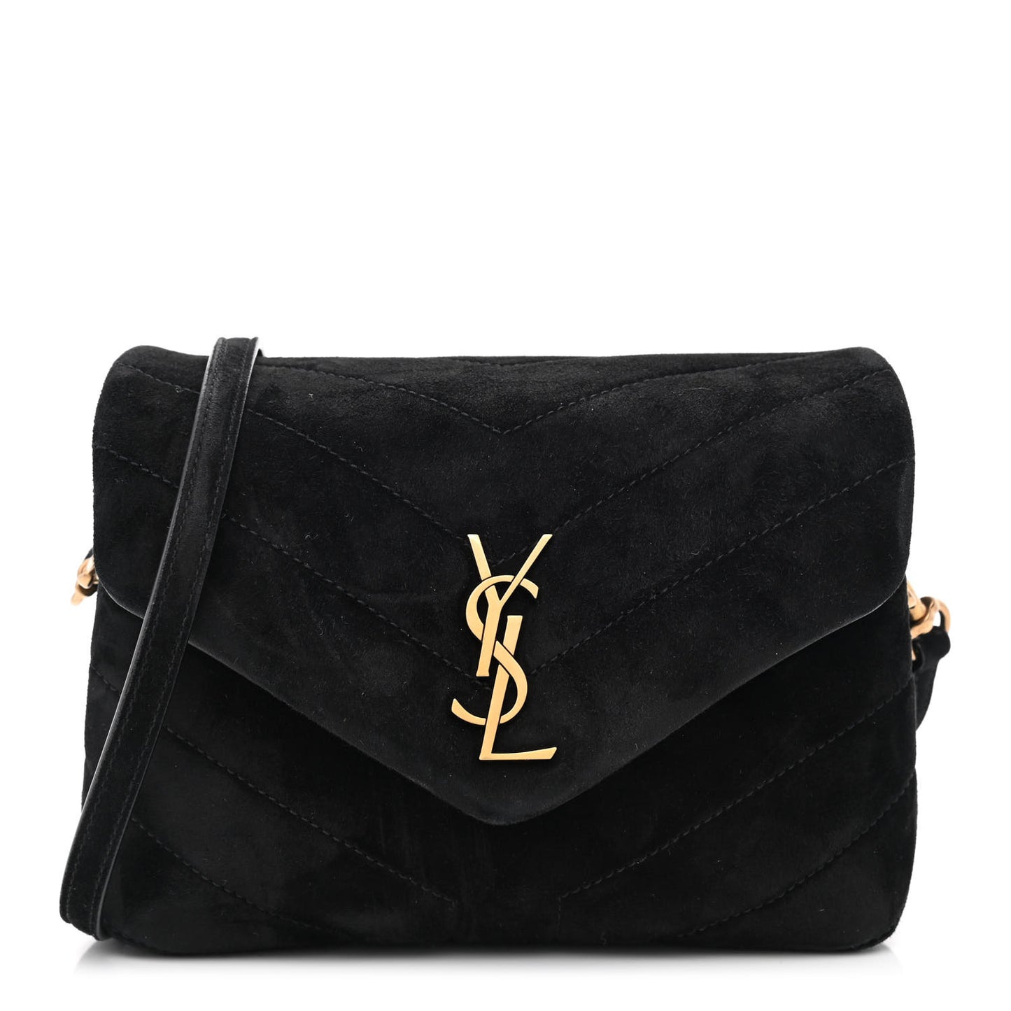 Suede Y Quilted Monogram Toy Loulou Crossbody Bag Black