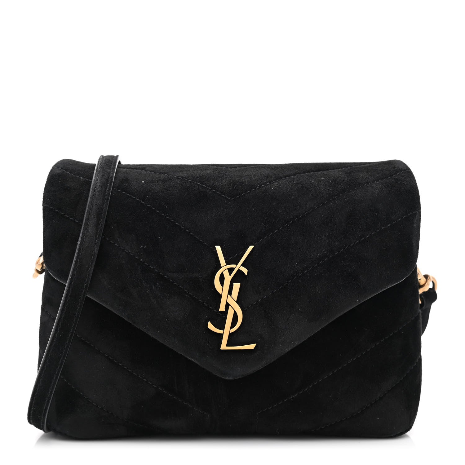 Saint Laurent Suede Y Quilted Monogram Toy Loulou Crossbody Bag Black 1 of 11