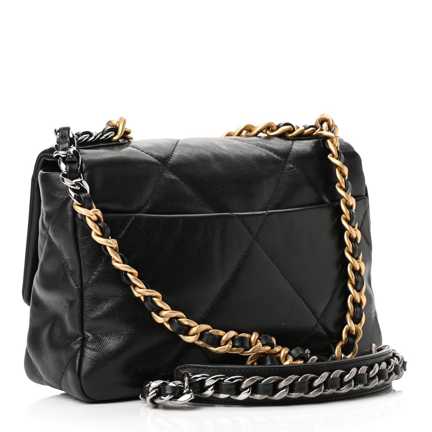Goatskin Quilted Medium Chanel 19 Flap Black