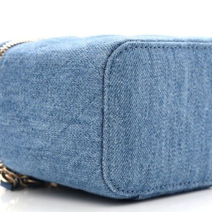 Chanel Denim Quilted Mini Pearl Crush Vanity Case With Chain 9 of 11
