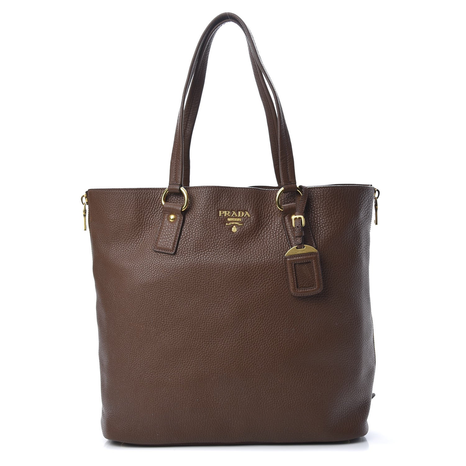 Prada Vitello Daino Side Zip Tote Tabacco 1 of 17