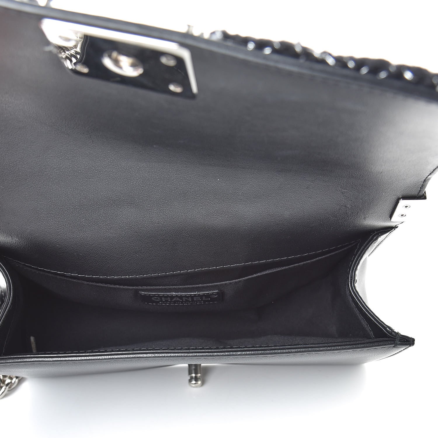 Chanel Calfskin Chevron Medium Boy Chained Boy Black 5 of 11