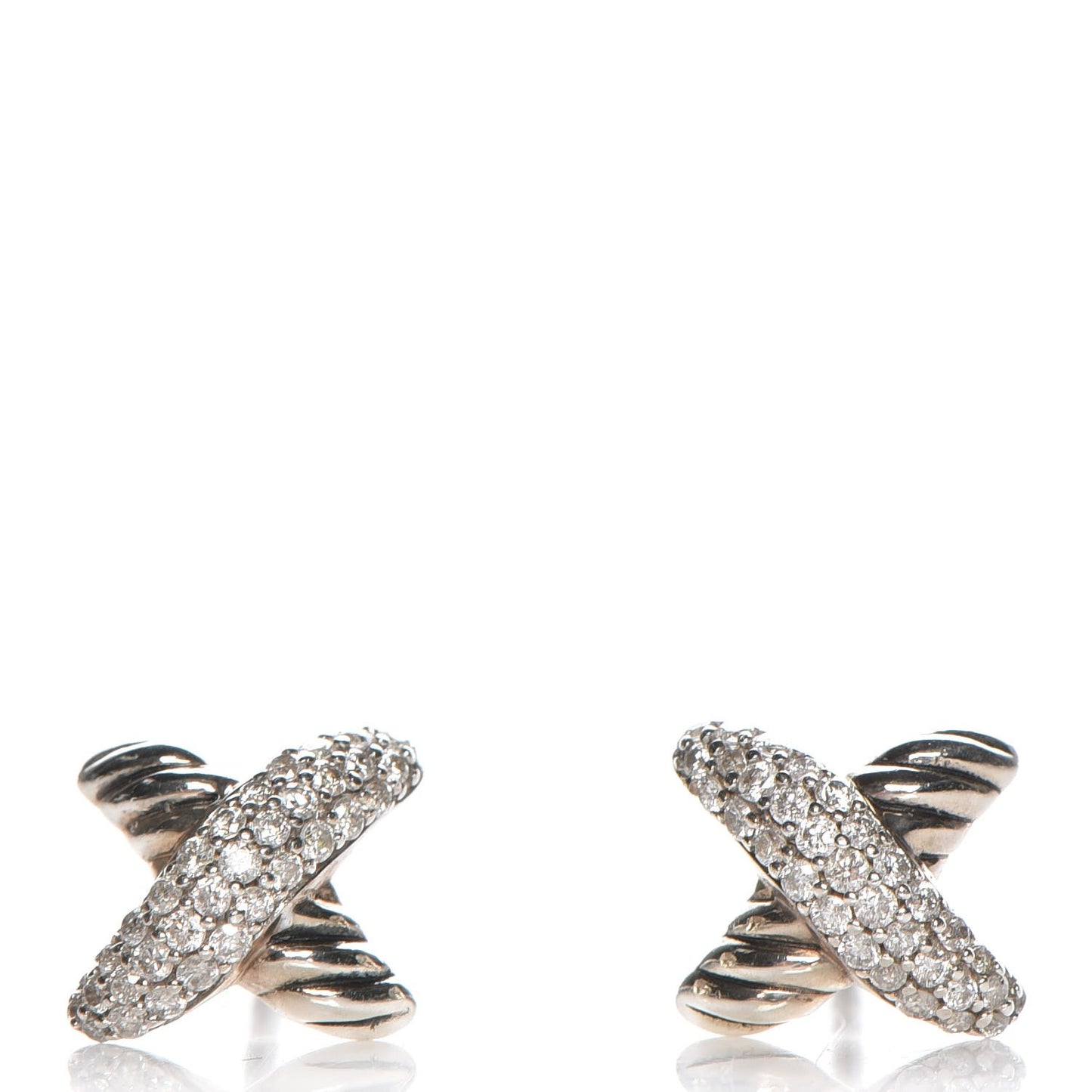 Sterling Silver Diamond 8mm X Earrings