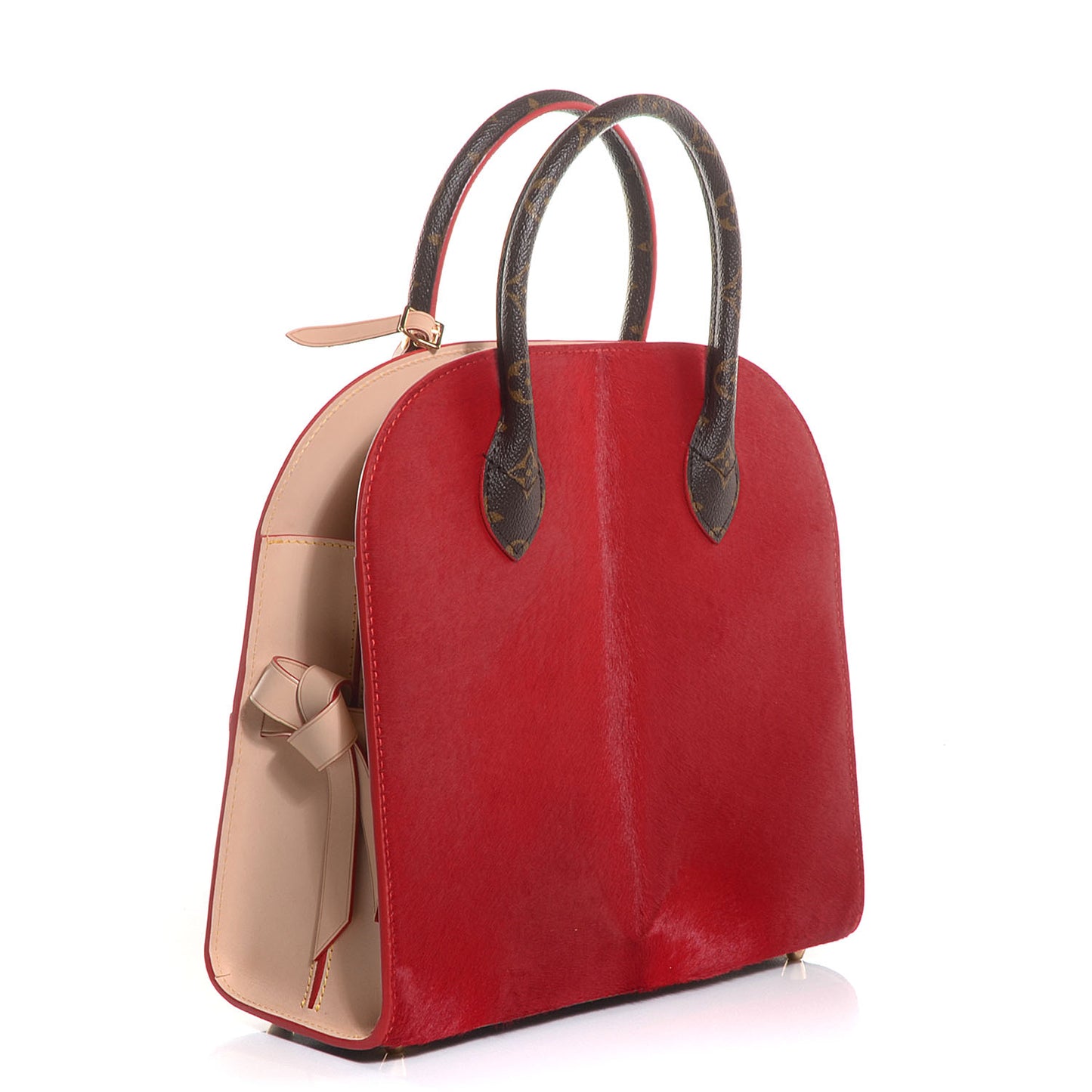 Monogram Calf Hair Spikes Iconoclasts Christian Louboutin Tote Red