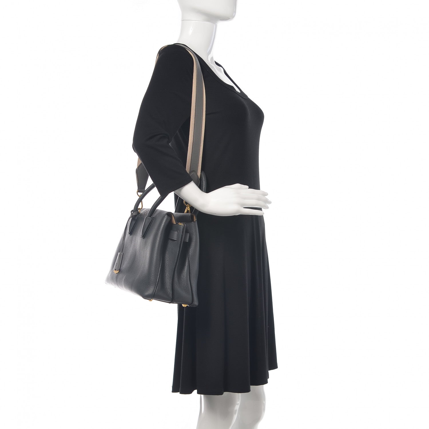MCM Grained Calfskin Medium Milla Tote Phantom Grey 2 of 12