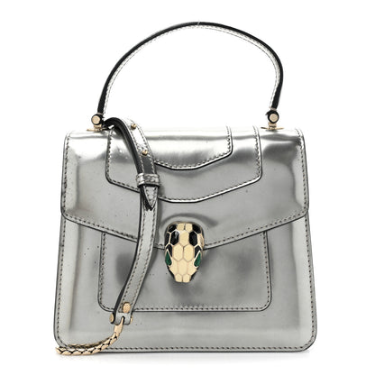 Bulgari Metallic Calfskin Serpenti Forever Top Handle Silver 1 of 19