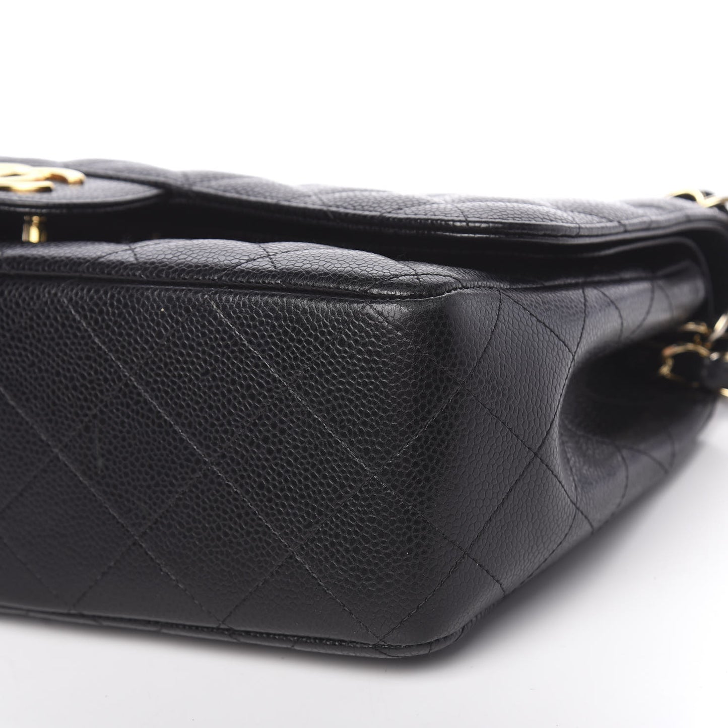 Caviar Quilted Jumbo Double Flap Black