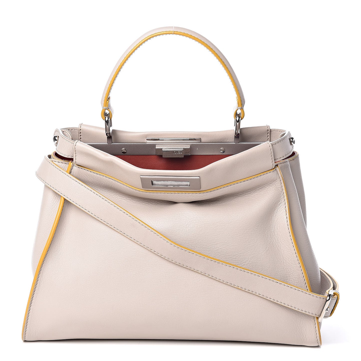 Vitello Seta Burro Medium Peekaboo Iconic Satchel Grigio Polvere Mattone