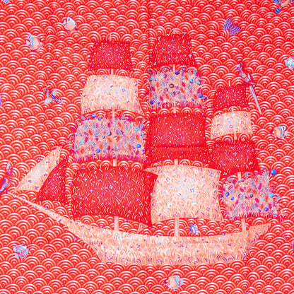 Hermes Silk Bateau Fleuri Scarf 90 Rouge Rose Poudre Bleu 1 of 6