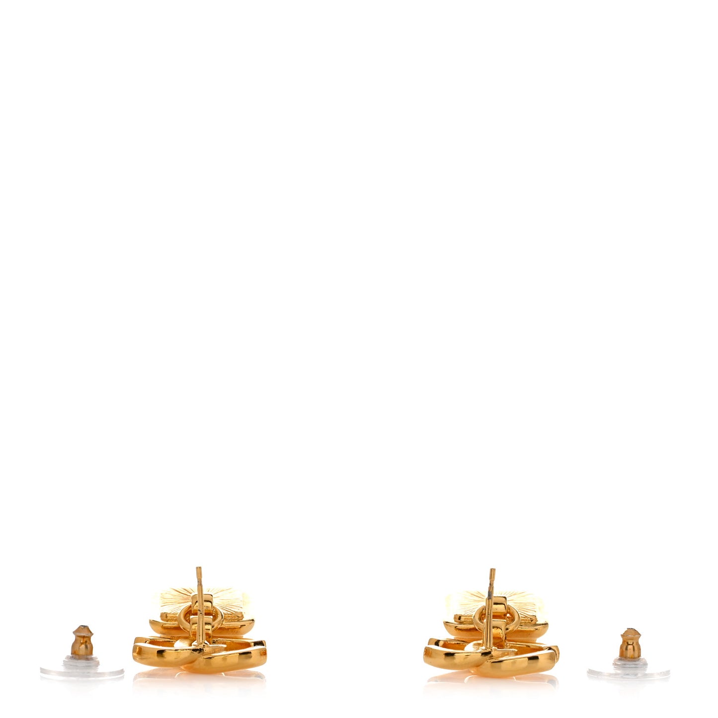 Large Crystal CC Drop Earrings Gold