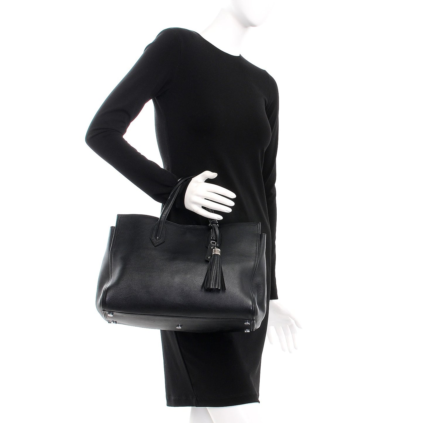 Calfskin Medium Amber Tote Black