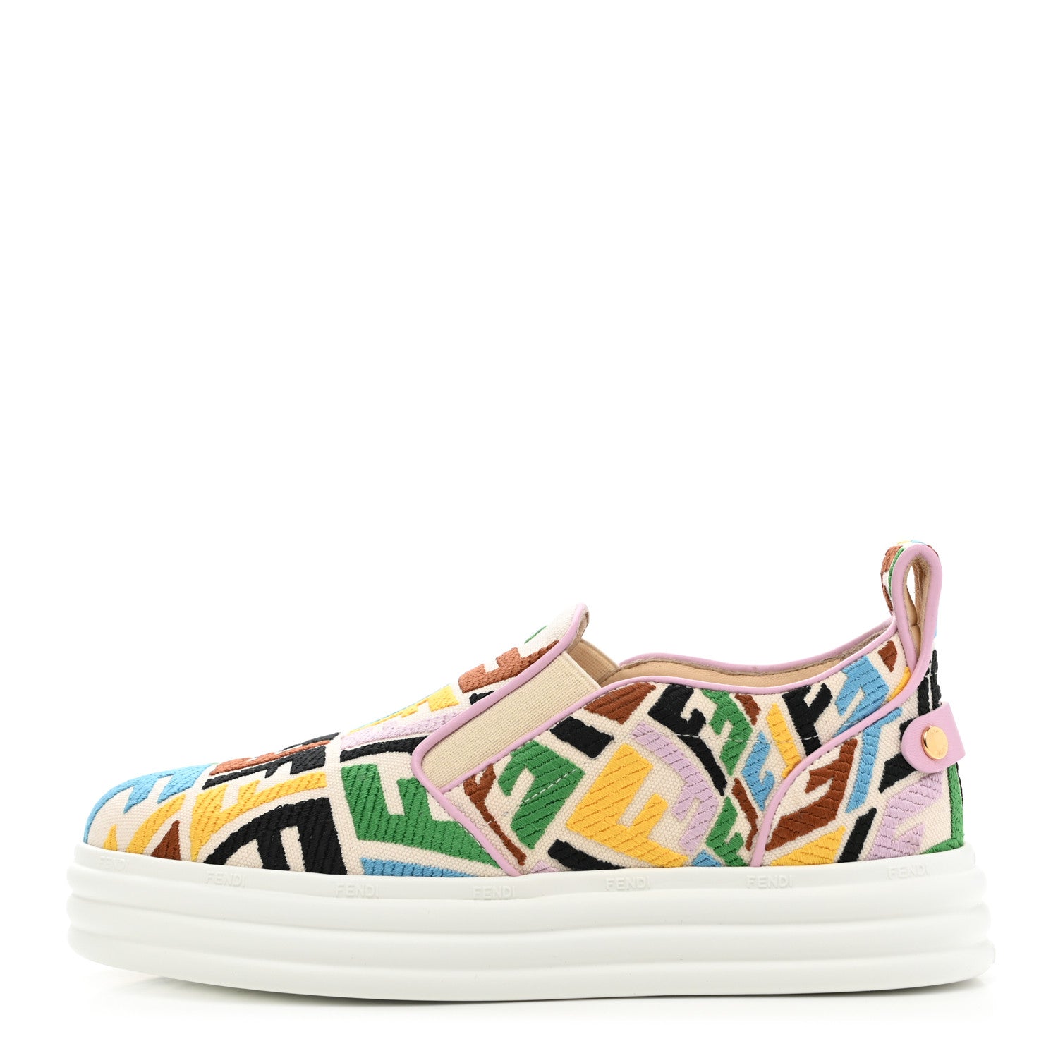 Fendi X SARA COLEMAN Canvas FF Vertigo Embroidered Womens Rise Slip On Sneakers 36 Grezzo Multicolor 1 of 9