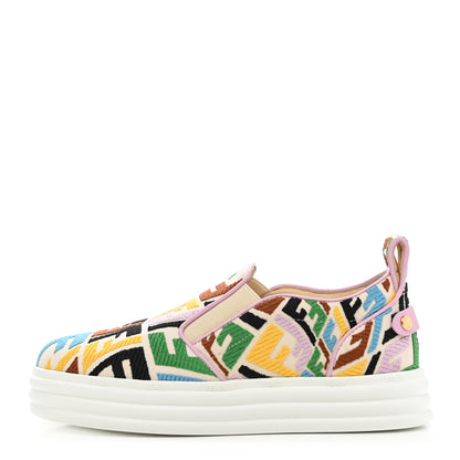 Fendi X SARA COLEMAN Canvas FF Vertigo Embroidered Womens Rise Slip On Sneakers 36 Grezzo Multicolor 1 of 9