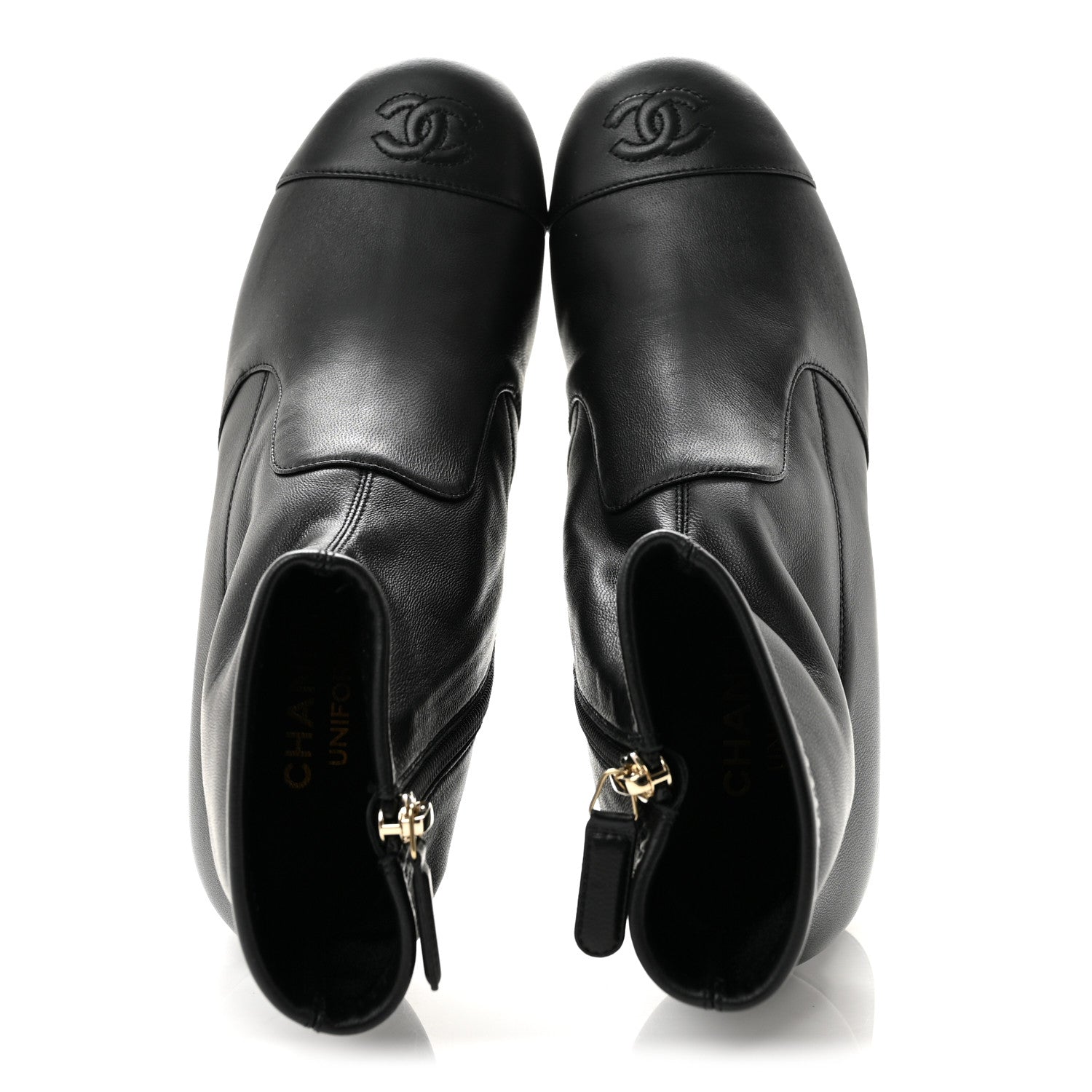 Chanel Stretch Lambskin Cap Toe CC Uniform Short Boots 38 Black 2 of 9