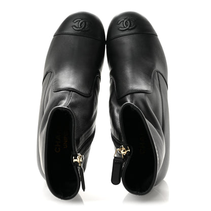 Chanel Stretch Lambskin Cap Toe CC Uniform Short Boots 38 Black 2 of 9