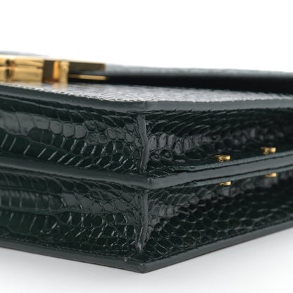 Saint Laurent Calfskin Crocodile Embossed Monogram Cassandra Clasp Bag Dark Mint 8 of 8