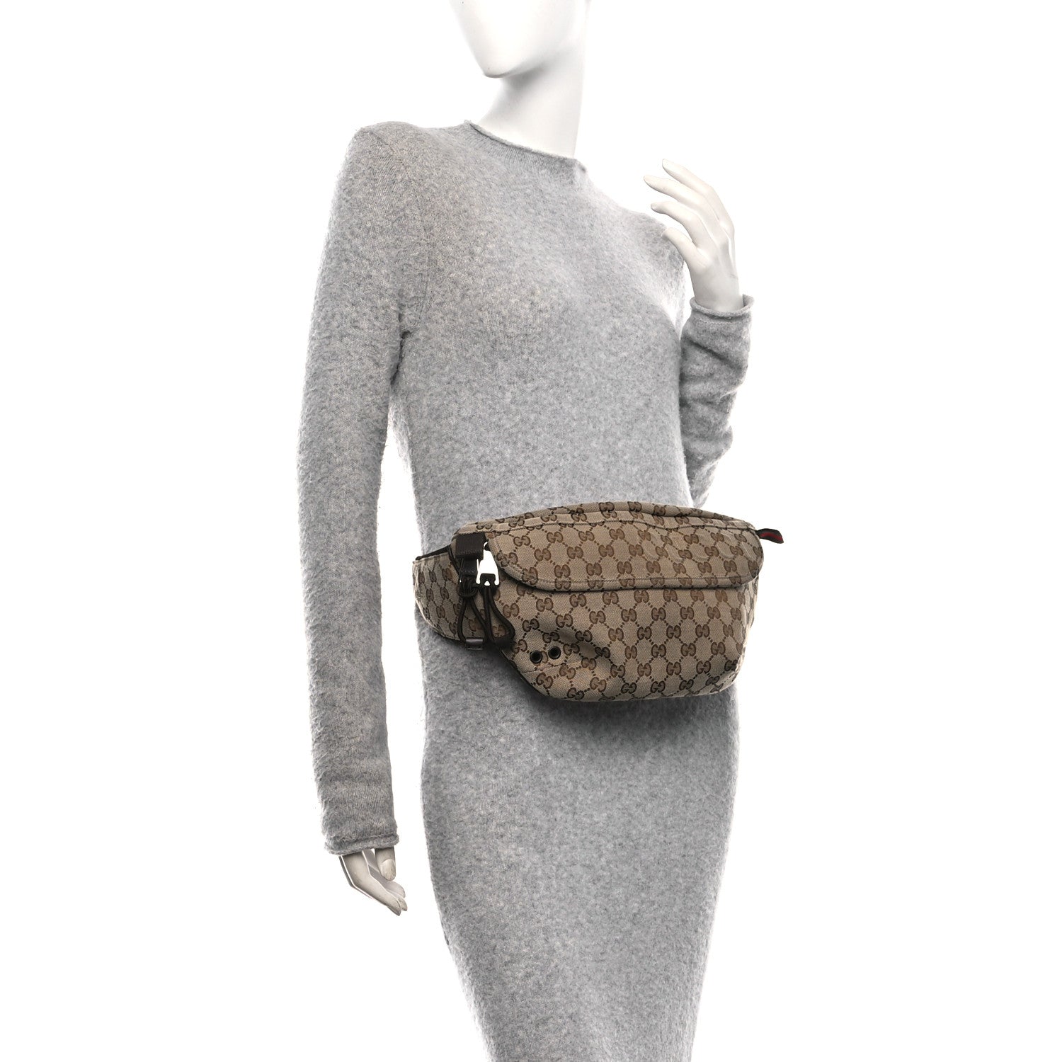 Gucci Monogram Large Belt Bag Beige Dark Brown 2 of 9