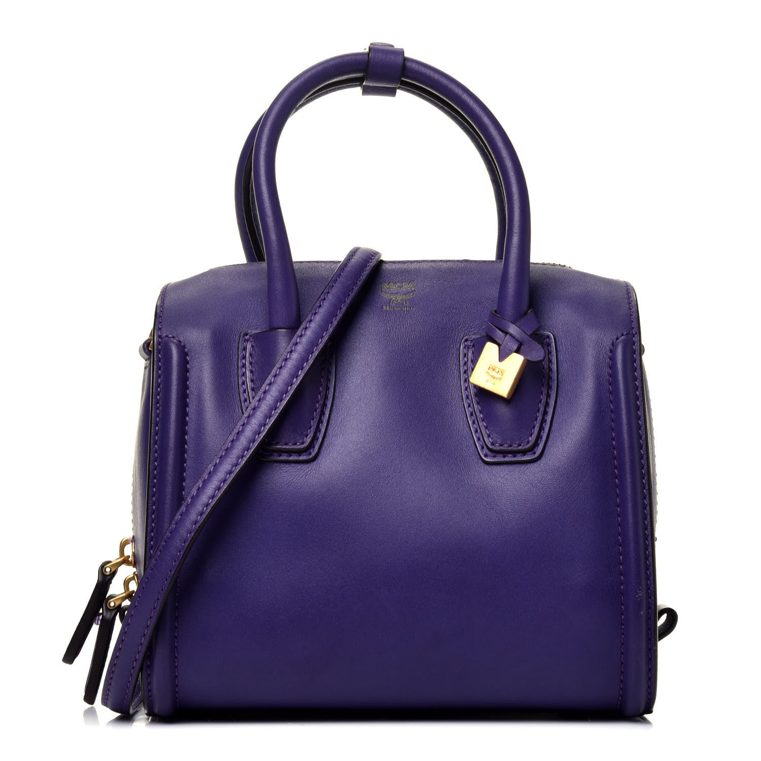 MCM Calfskin Boston Bag Purple 1 of 10