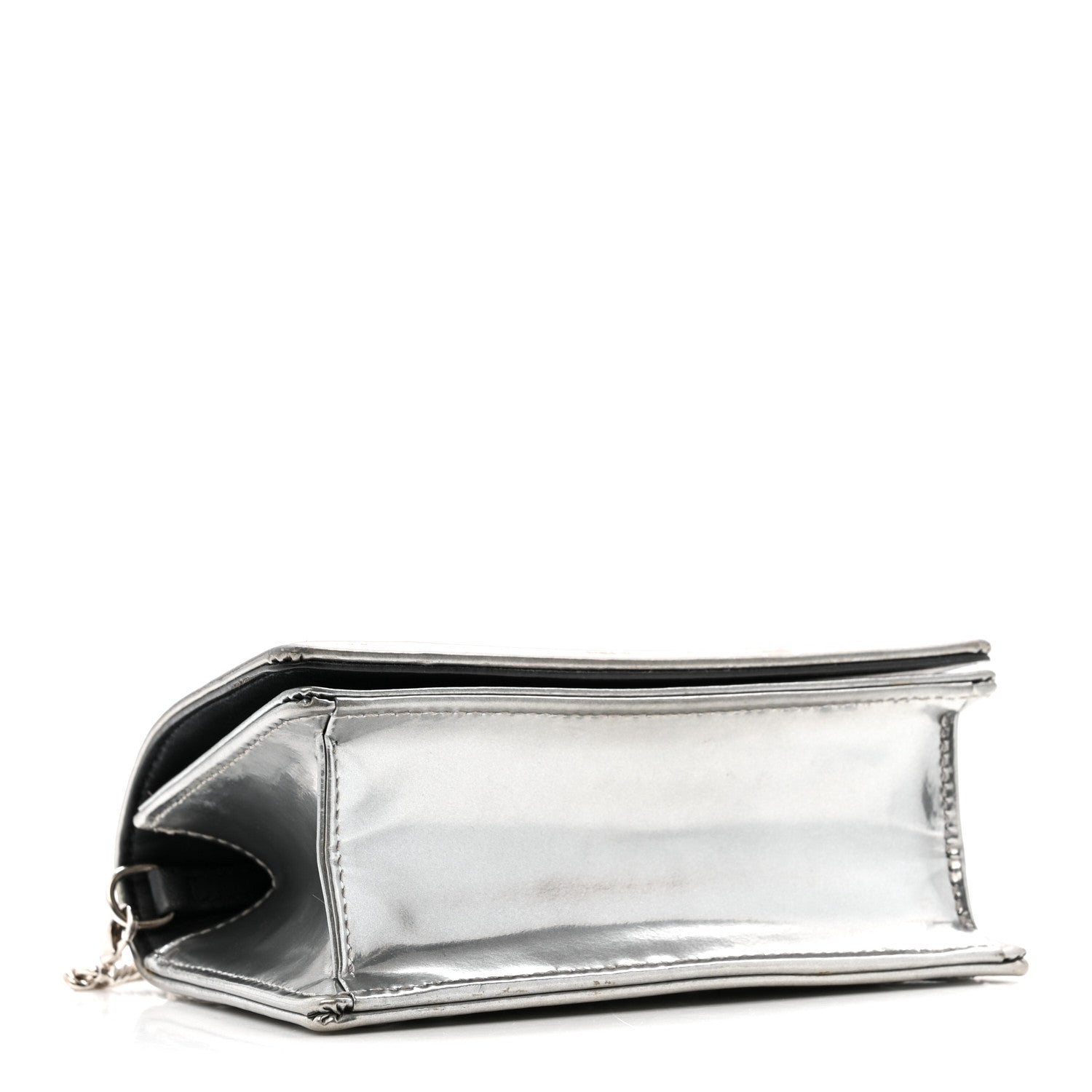 Christian Dior Metallic Patent Micro-Cannage Baby Diorama Flap Bag Silver 4 of 15