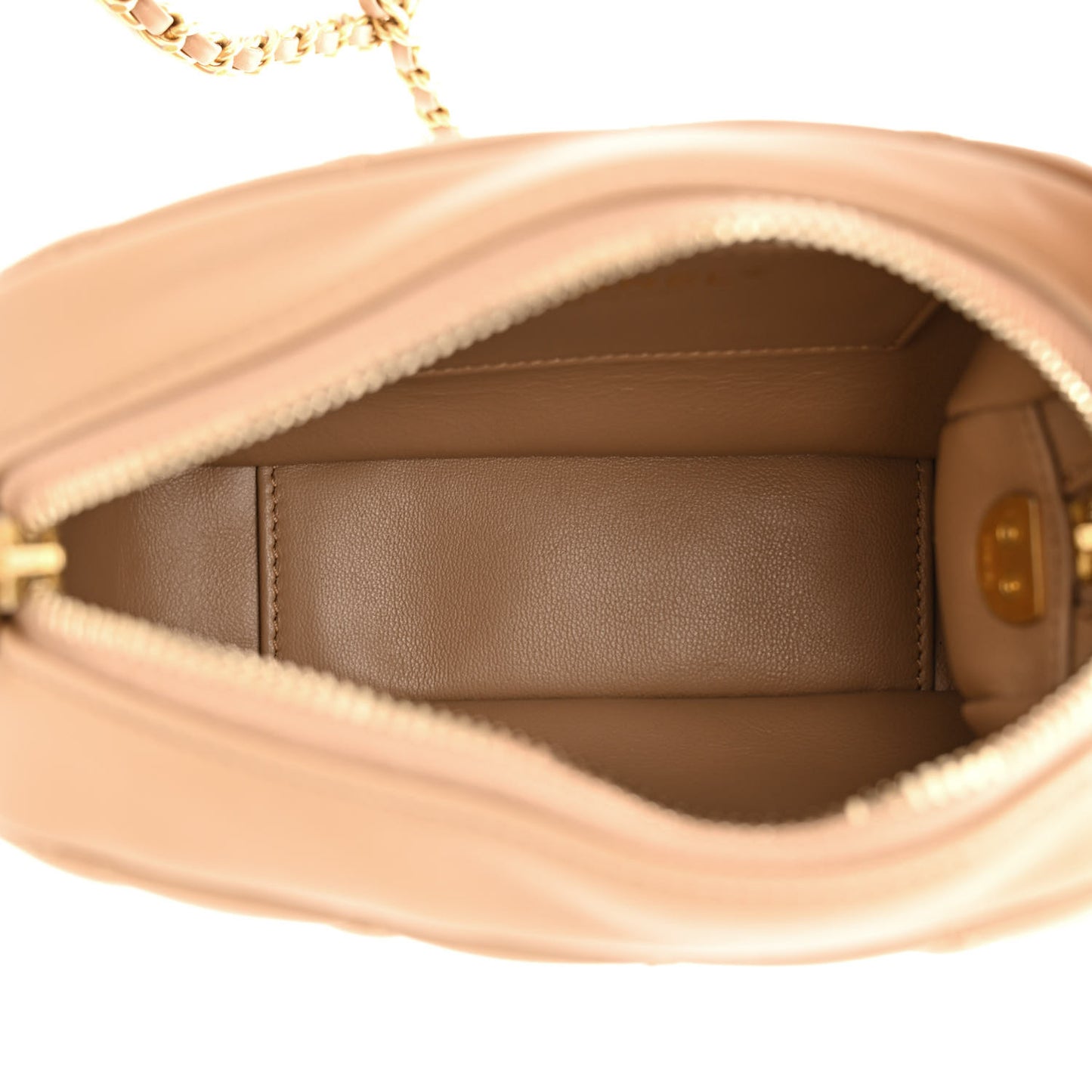 Lambskin Quilted CC Pearl Crush Camera Case Beige