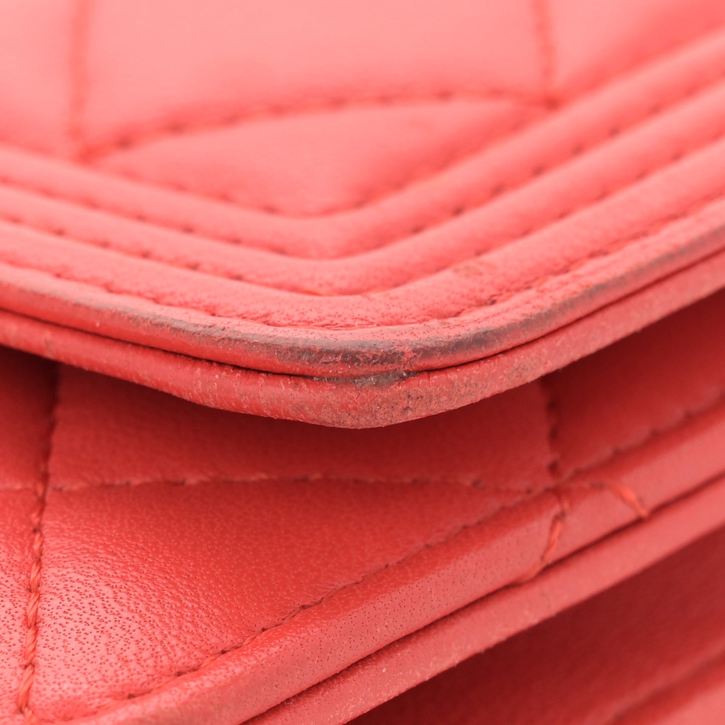 Lambskin Quilted Boy Wallet On Chain WOC Red