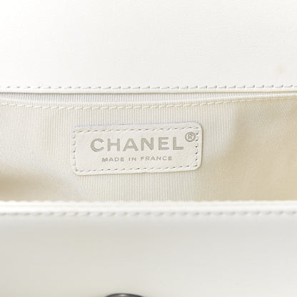 Chanel Lambskin Quilted Medium Boy Flap Black White 6 of 16