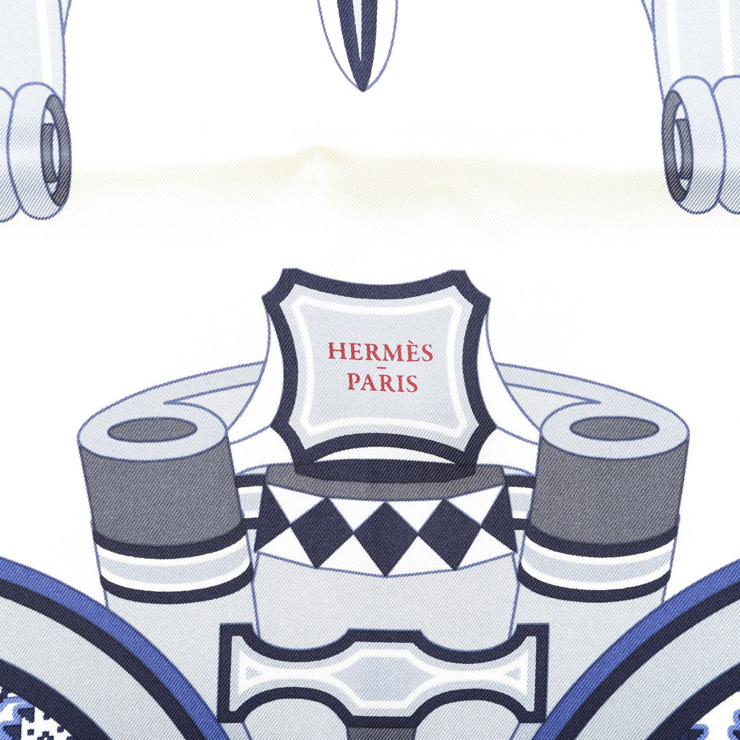 Hermes Silk Les Roues De Phaeton Scarf 90 Ivoire Bleu Gris Bleute 4 of 6