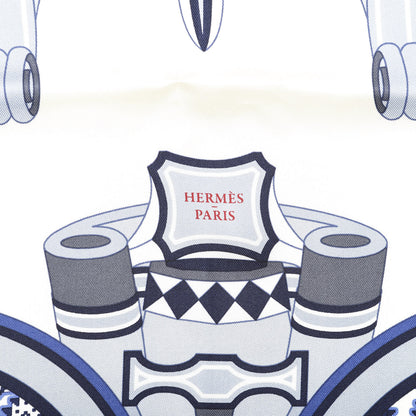 Hermes Silk Les Roues De Phaeton Scarf 90 Ivoire Bleu Gris Bleute 4 of 6