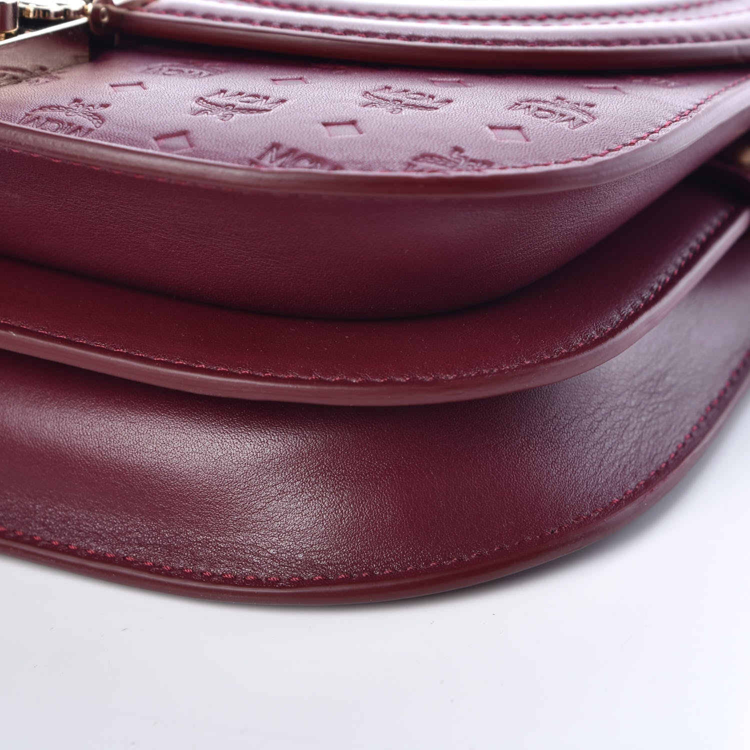 MCM Calfskin Monogram Trisha Shoulder Bag Very Plum 9 of 9