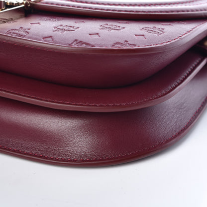 MCM Calfskin Monogram Trisha Shoulder Bag Very Plum 9 of 9