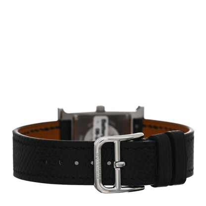 Hermes Stainless Steel Epsom 21mm Heure H Hour Quartz Watch Noir 3 of 5