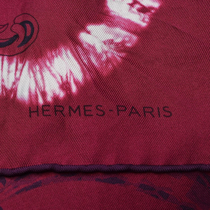 Hermes Silk Caducee Rock Tie and Dye Scarf 100 Magenta Cobalt 8 of 8