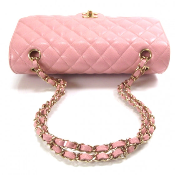 Caviar Medium Double Flap Pink GHW