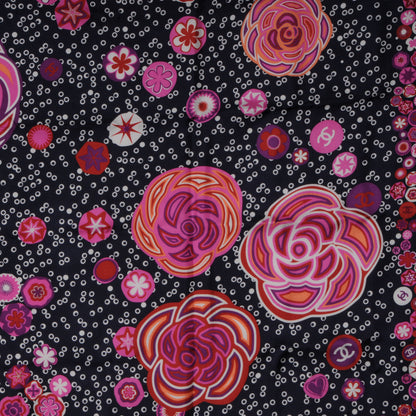 Chanel Silk Camellia Bubble Scarf Navy Pink 1 of 5