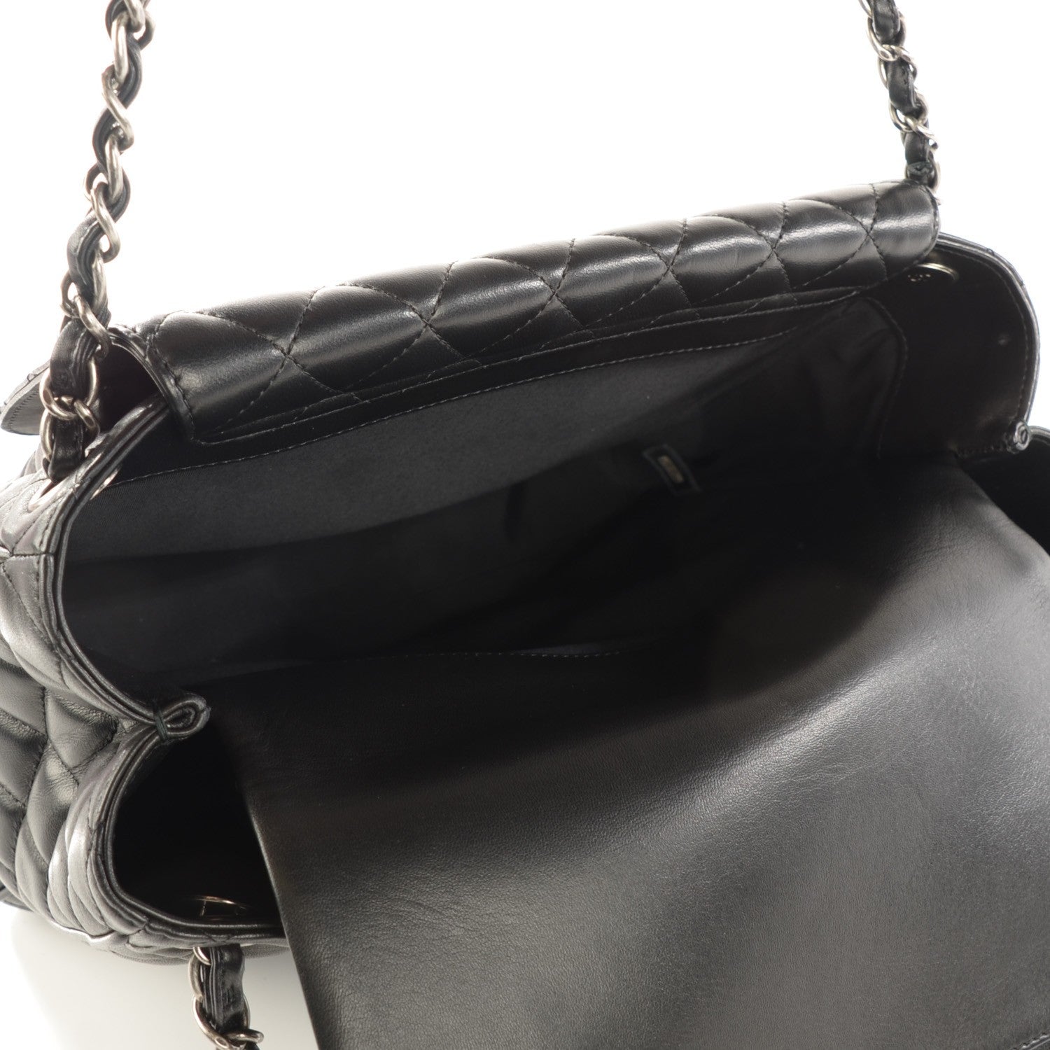 Chanel Lambskin Quilted Front Flap Tote Black 7 of 8