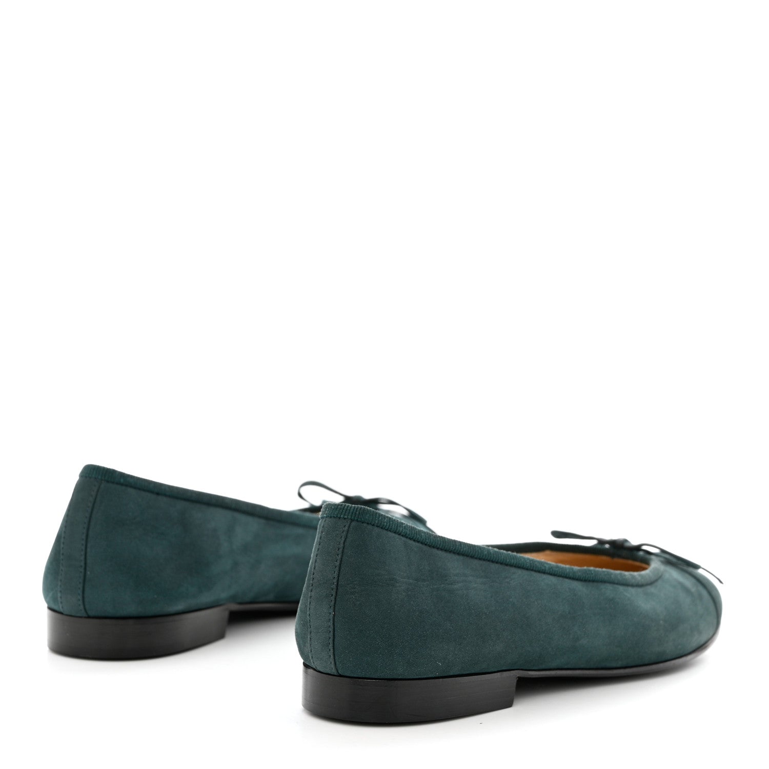 Chanel Suede Cap Toe CC Ballerina Flats 35.5 Turquoise 4 of 12