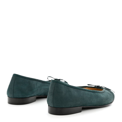 Chanel Suede Cap Toe CC Ballerina Flats 35.5 Turquoise 4 of 12