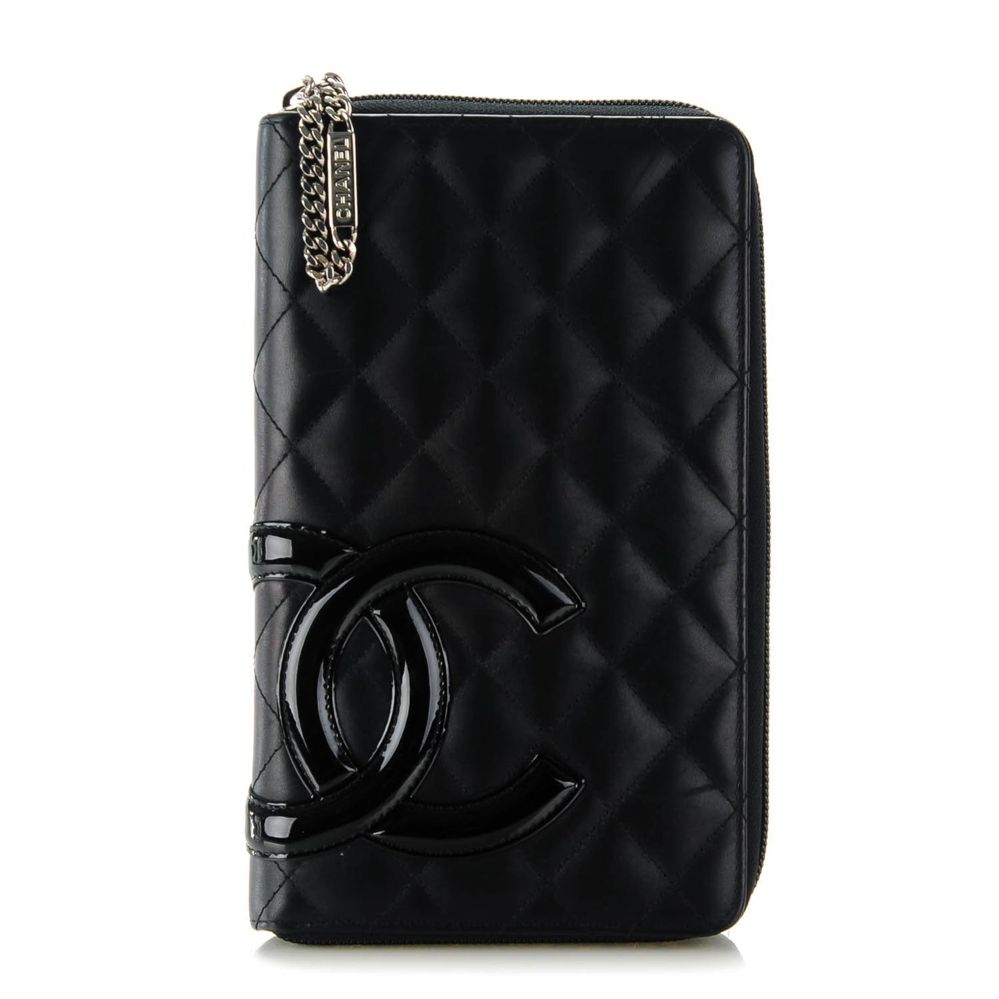 Calfskin Cambon Zip Around Organizer Wallet Black