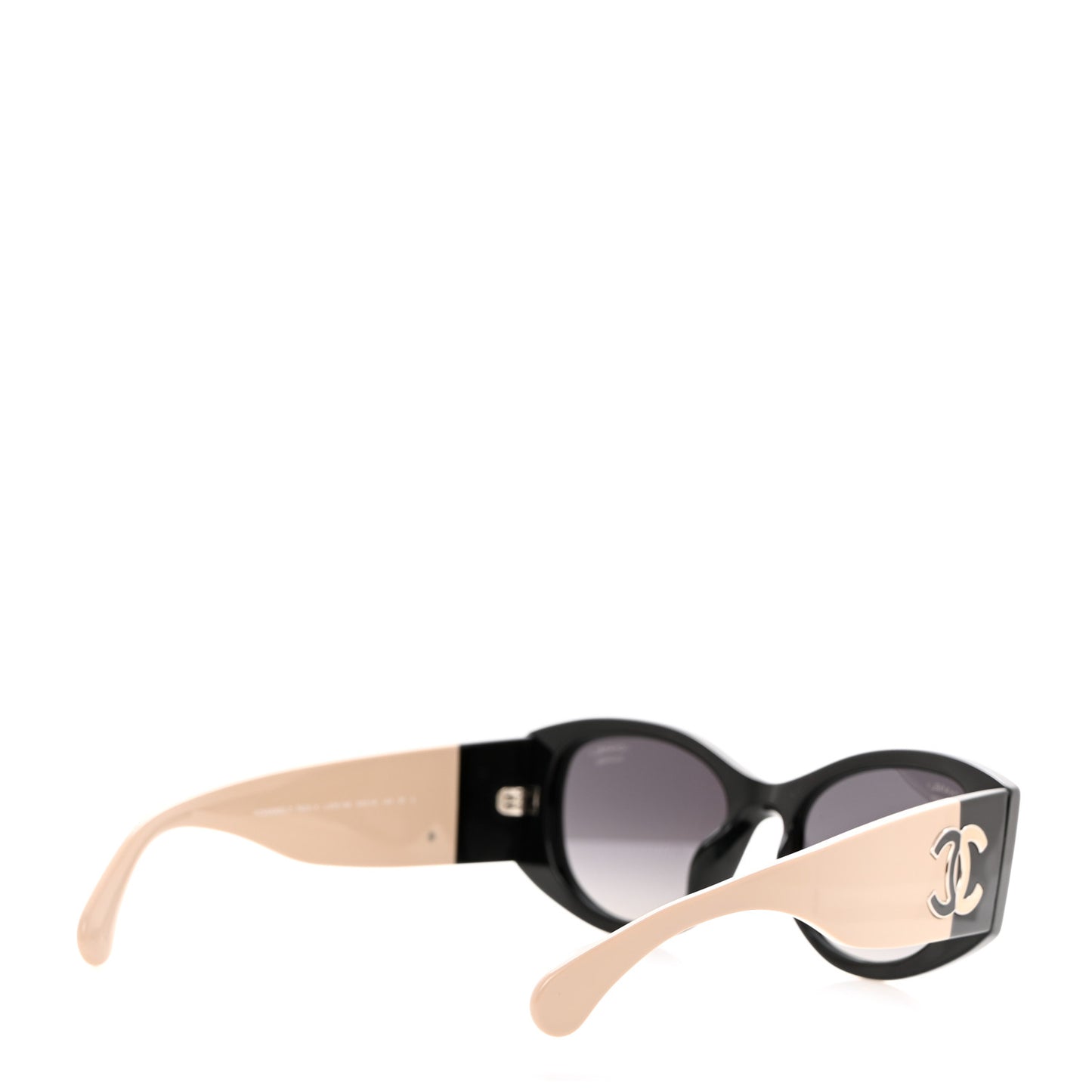 Acetate Oval Sunglasses 5524-A Black Beige