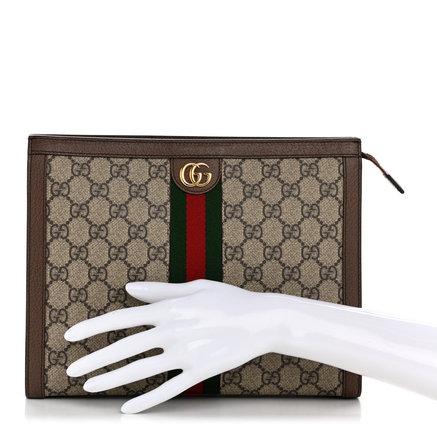 Gucci GG Supreme Monogram Web Ophidia Pouch Brown 2 of 8