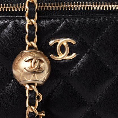 Chanel Lambskin Quilted Mini Pearl Crush Vanity Case With Chain Black 4 of 4