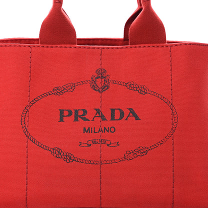Prada Canapa Logo Shopping Tote Rosso 8 of 16