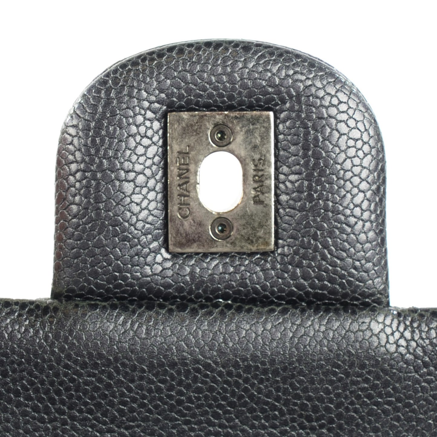 Iridescent Caviar Quilted Large Chic Flap Dark Silver