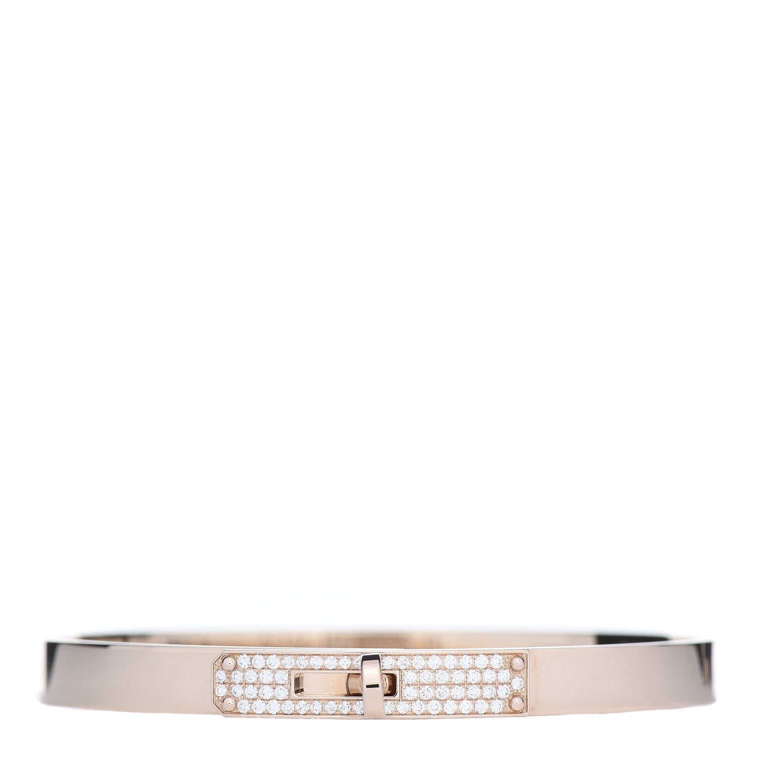 Hermes 18K Rose Gold Diamond PM Kelly Pave Bracelet SH 1 of 6